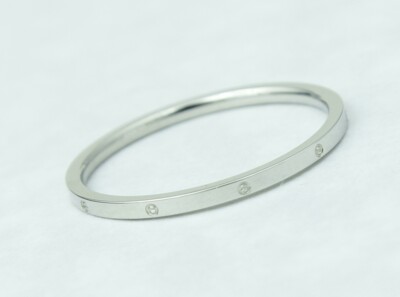 Women /Girl Gold Plated Titanium Stainless Steel Cubic Zircon Silver Ring 8