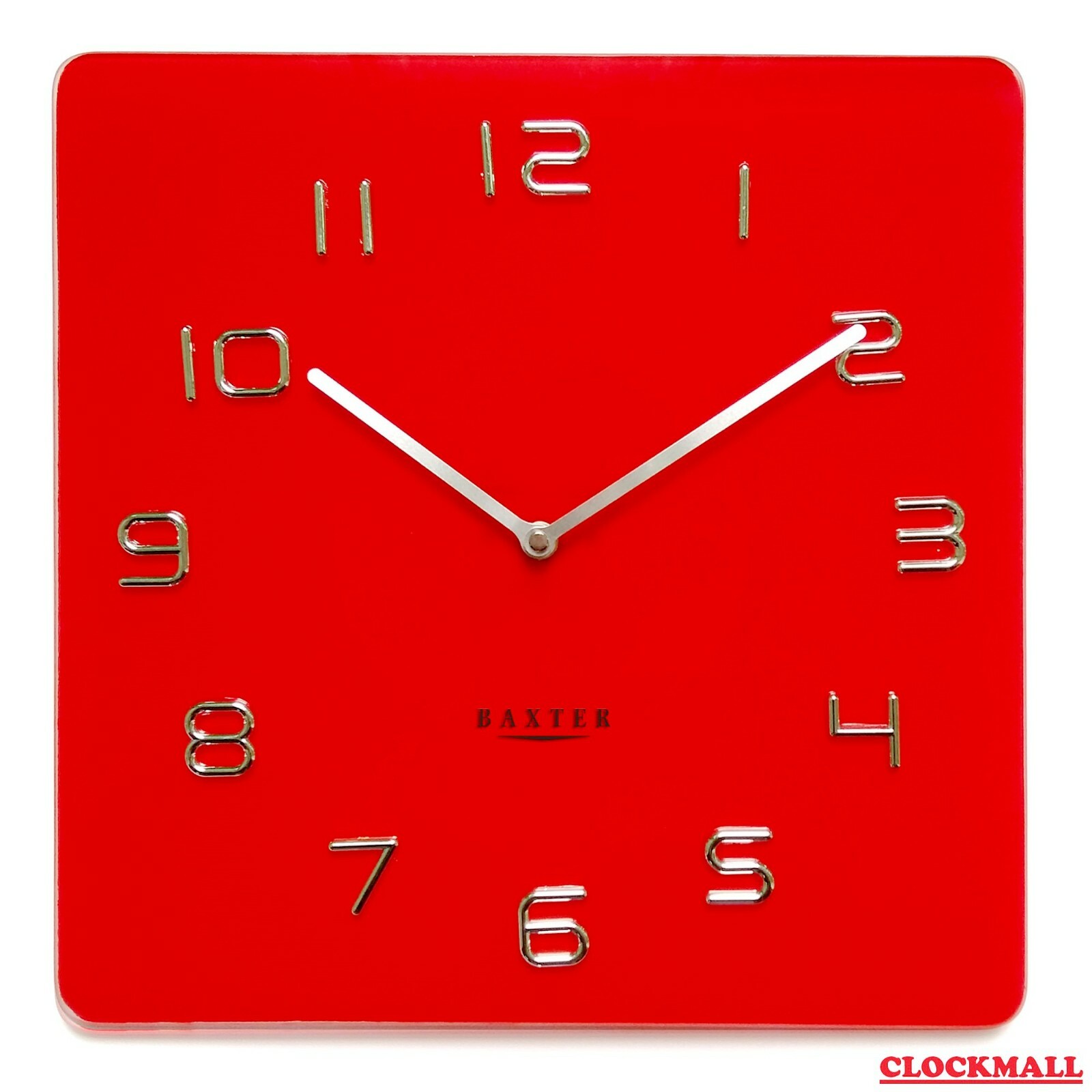 Baxter Quality Square Glass Wall Clock Red 35CM 7008red