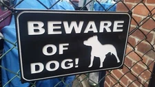 Custom CNC Engraved Beware of Dog Sign Pitbull 1/2in HDPE Made in USA