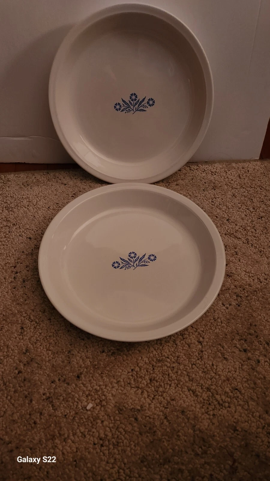 2 Older Corning Ware Blue Sunflower Pie Pans!