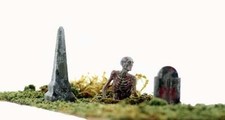 S Scale Zombie coming out of Grave 1/64 Scale Figure Painted Set
