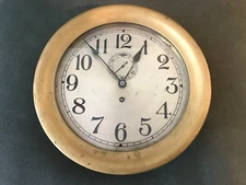 RARE WALTHAM CLOCK CO. BRASS MARINE ENGINE ROOM 10 INCH  CLOCK 1912 CIRCA