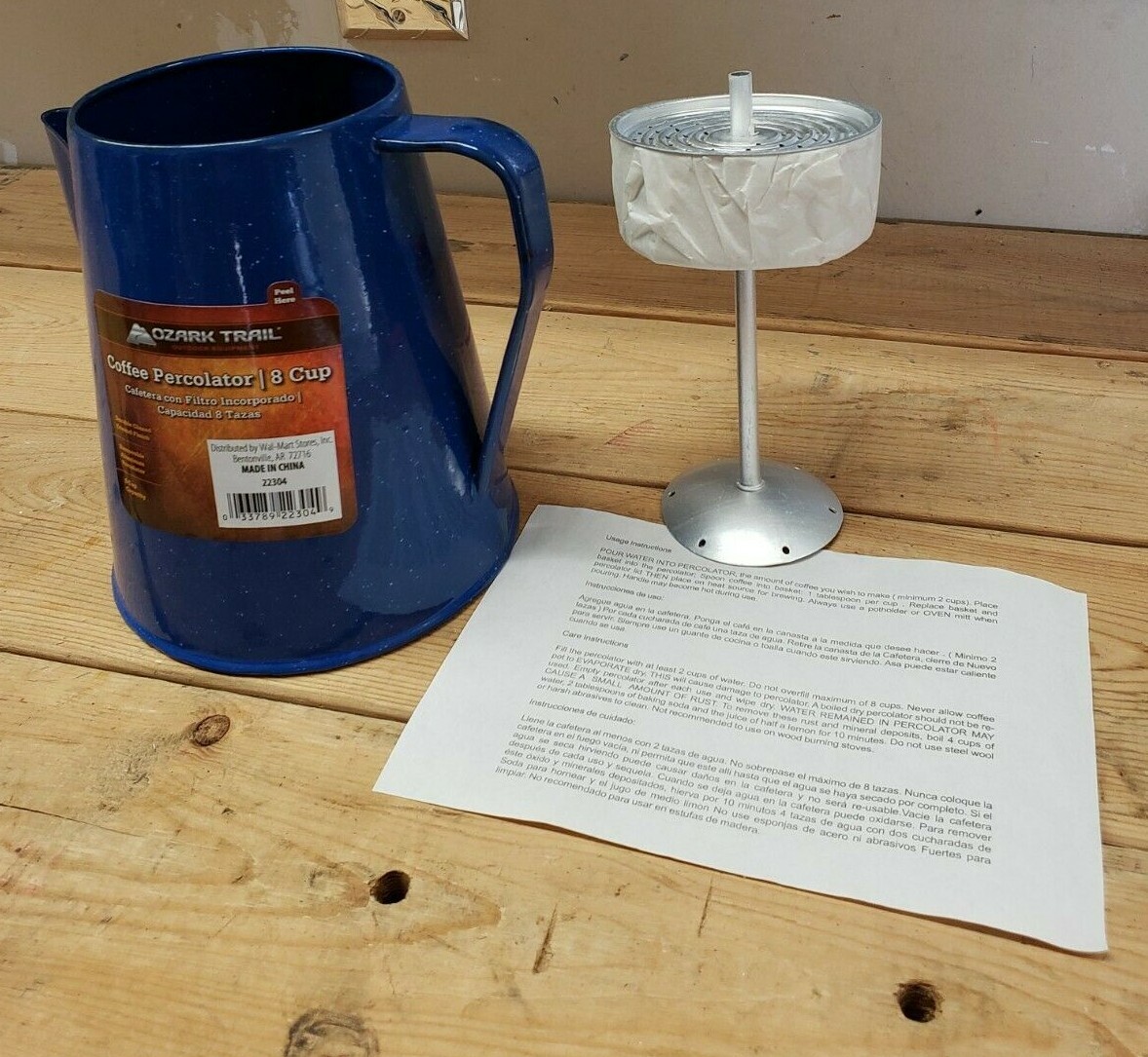 New Ozark Trail Cup Blue Speckled Coffee Percolator Camping Cook