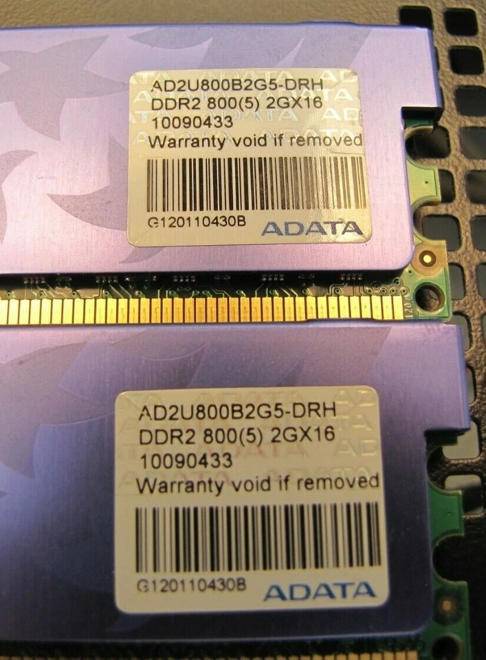 A-Data Technology PC2-6400 2x2 4 GB DIMM 800 MHz DDR2 Memory (AD2U800B2G5-DRH) - Image 2 of 4