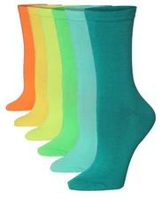 Tipi Toe Womens 6 Pack Colorful Funky Patterned Crew Dress Socks