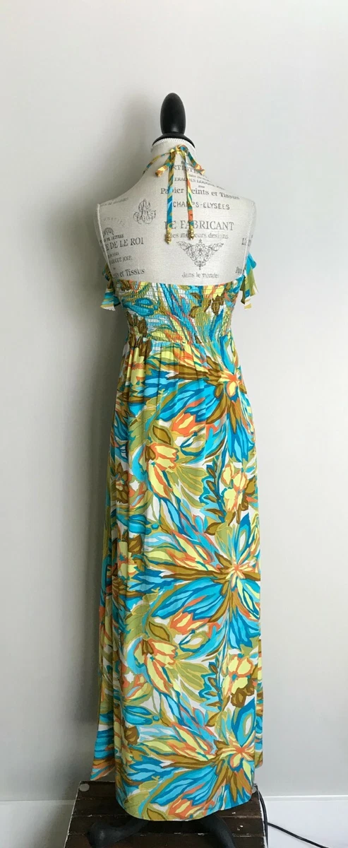 Alice Trixie Silk Ruffle Floral Halter Maxi Dress S EUC CG eBay
