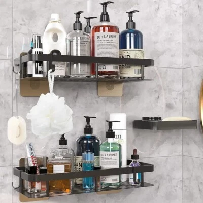 ‎WARMODERN Warmodern Shower Caddy, No Drilling Shower Shelf with Soap Dish,Set Of 3 Caddies