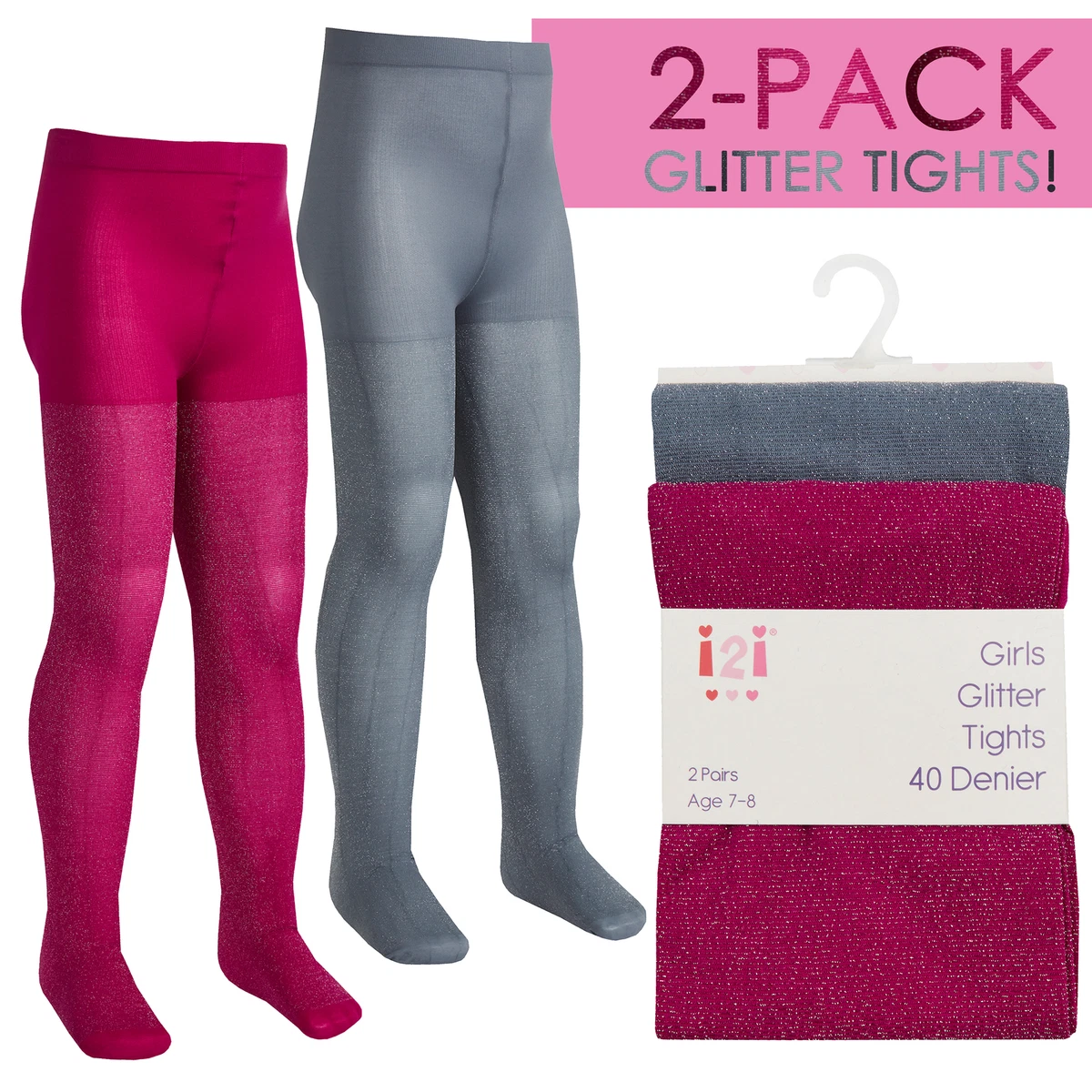 2 Pack Kids Girls Glitter Shining Tights Sparkle Opaque Tights for Girls 2 12 Yr