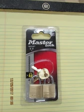 PADLOCK MASTER PADLOCK 120T BRASS (NEW IN PACKAGE, 2 LOCKS KEYED ALIKE)