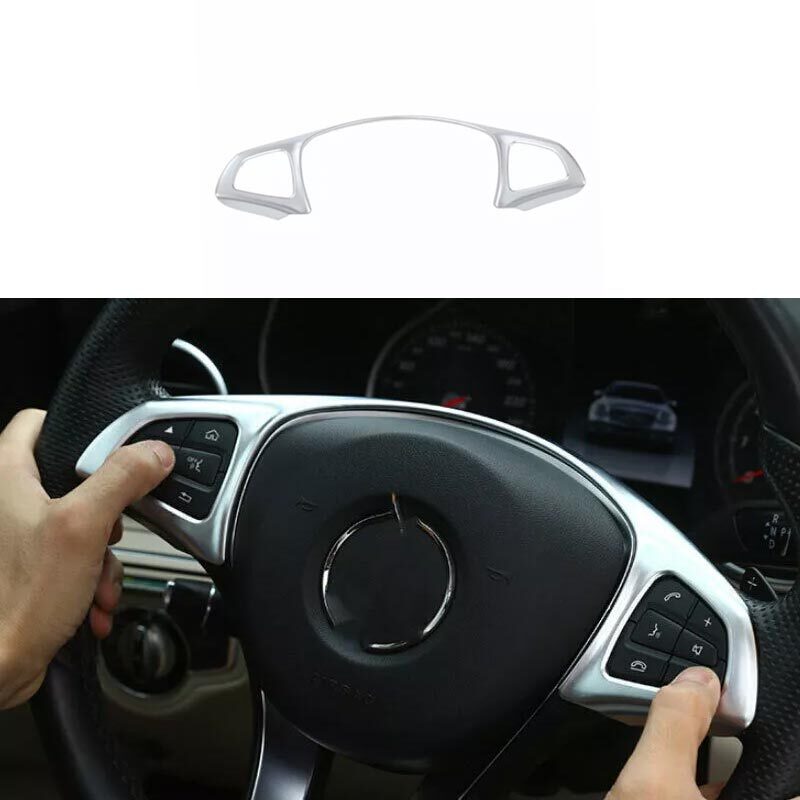Steering Wheel Button Frame 2016-19 Matte Silver Fit For Benz GLE GLS Cover Trim