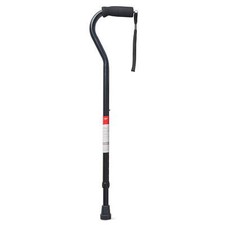 Equate Mobility Aluminum Offset Cane with Foam Handle, Adjustable Height, Black