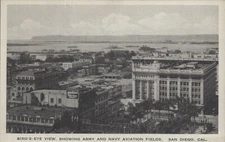Postcard CA Bird's Eye View Showing Army and Navy Aviation Fields San Diego, CA