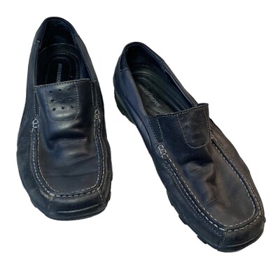 Skechers Mens Sz 10 Black Leather Square Toe Slip On Loafer  display picture 2