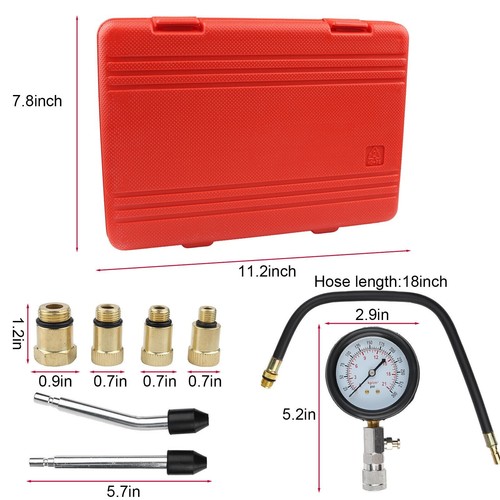 Petrol Engine Cylinder Compression Tester Kit Gauge Tool Automotive 8pcs - Picture 11 of 12