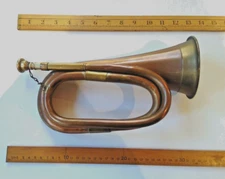 Vintage Decorative Brass Copper Bugle Horn Scout Military Cavalry 