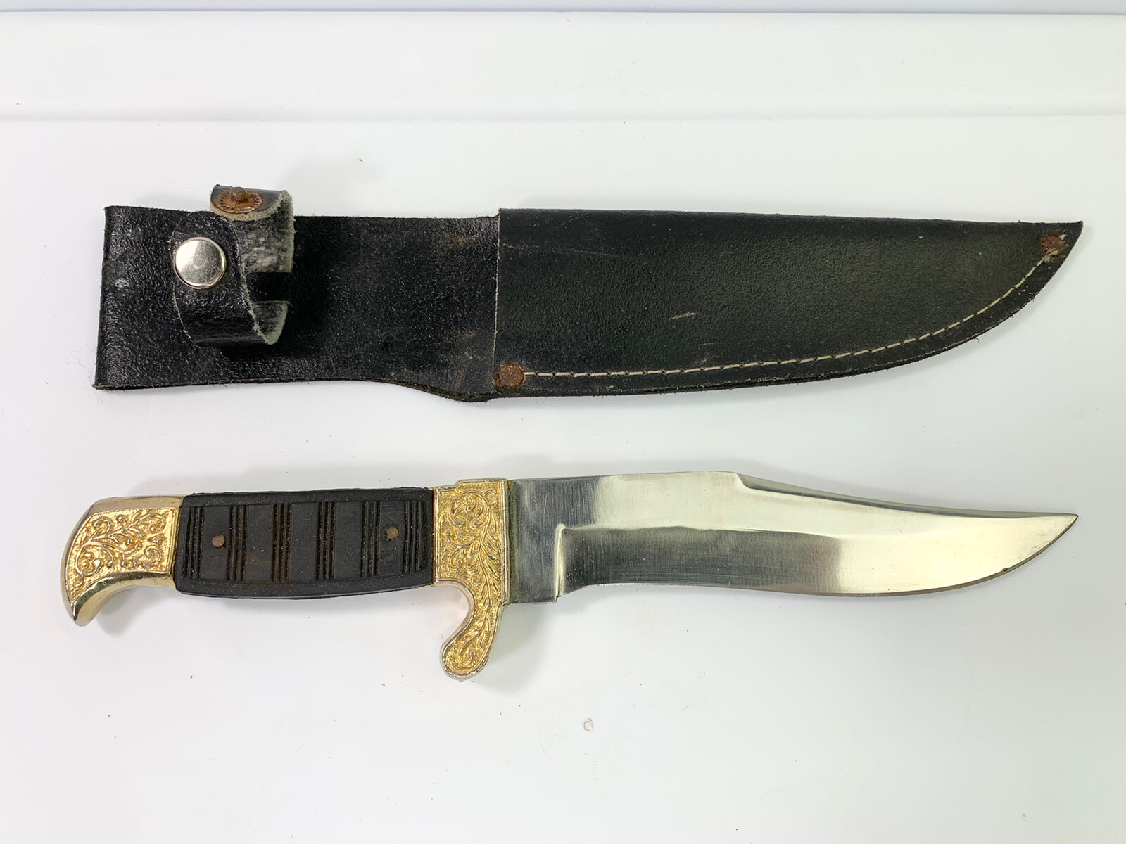 Vintage Pakistan Stainless Bowie Knife Fixed Blade Decorative Handle