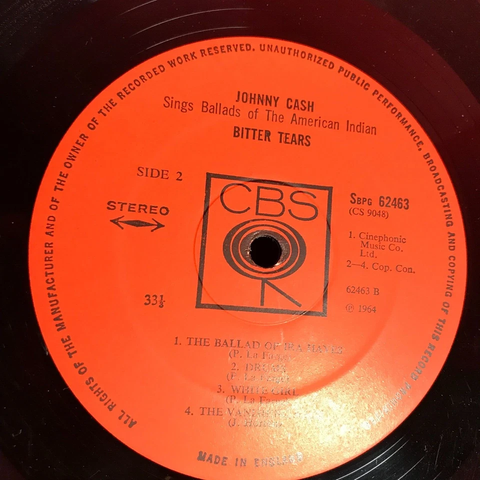 JOHNNY CASH Bitter Tears 1964 UK vinyl LP Apache Tears original Vanishing Race - Image 3 of 4