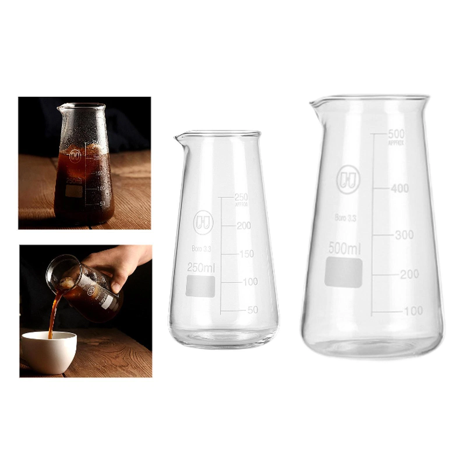 Glass Coffee Pouring Cup, Heat Resistant Glass Espresso Steaming Pitcher for
