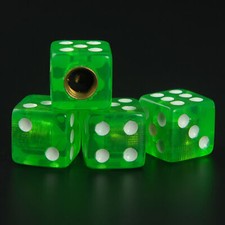 4pcs Green Dice Tire Valve Stem Caps Cover Air Valve Cap Decor Car Accessories