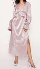 Ladies Party Dress Cocktail Wedding Occasion Ruffle Midi Size 10 New