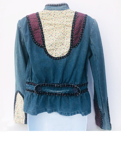 Marc Jacobs Blue Denim Cotton Floral Calico Patchwork Rare Vtg Jacket size 12 - Picture 2 of 9