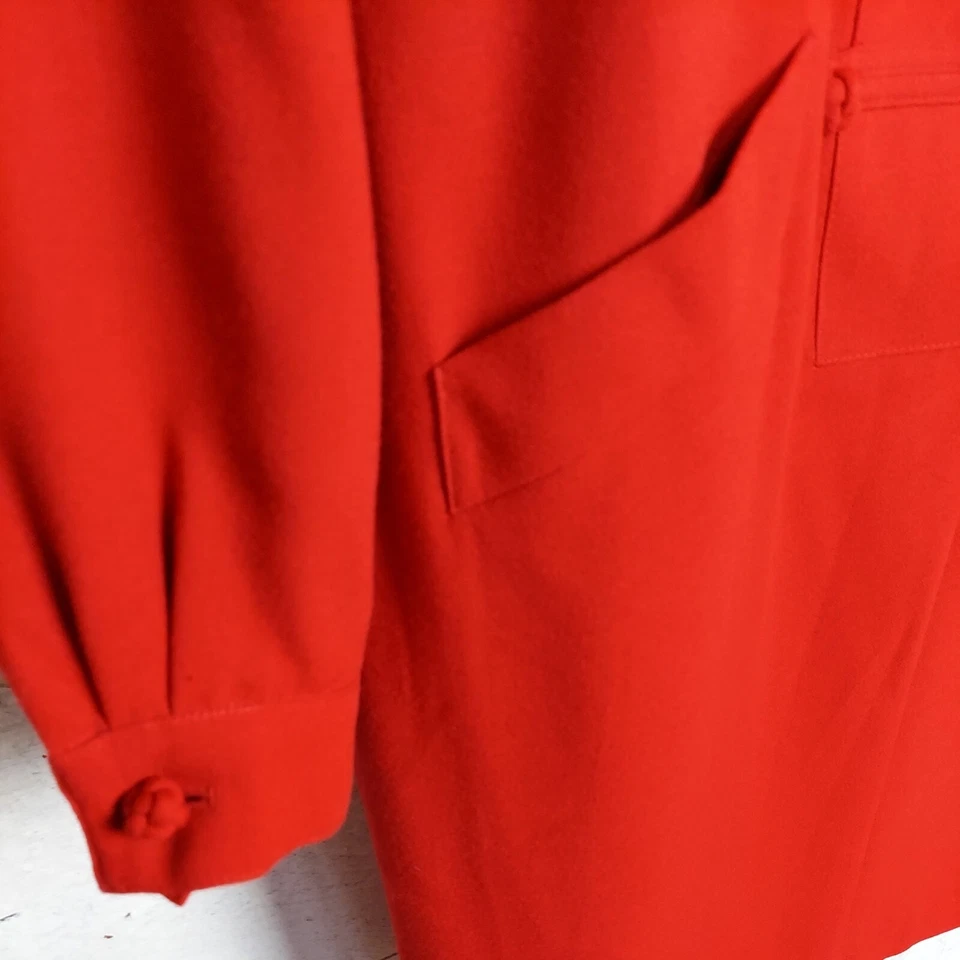 Vintage Kasper For A.S.L. Dress Womens 8 Red Sheath Lined Thick Shoulder Pad USA - Image 4 of 4