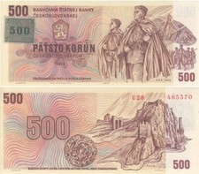 Tschechien, 500 korun o.D. ( 1993, alt 1973 ), m. Klebemarke, Pick 2, ksfr.