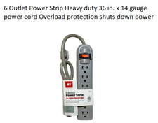 NEW 6 Outlet Power Strip Heavy duty 36 in. x 14 gauge power cord SALE     