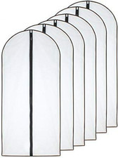 Set of 6 Plastic Garment Bags with Zipper for Suits and Coats 24'' X 40'' 
