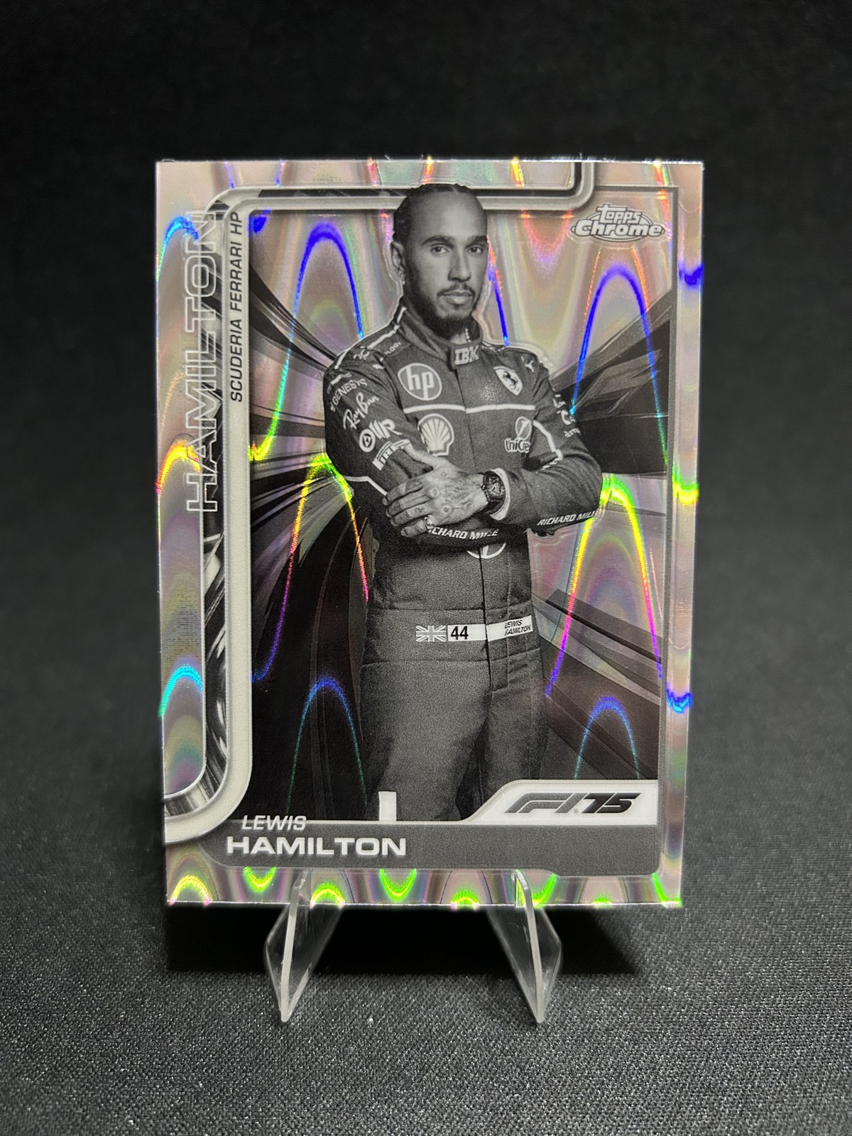 2025 Topps Chrome Formula 1 - Lewis Hamilton #4 Black & White RayWave Refractor