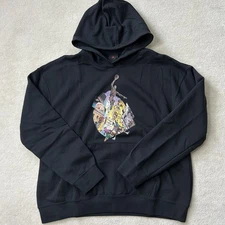 Nike Air Jordan Hoodie Women Large Black Sweatshirt Jumpman Graphic Fleece