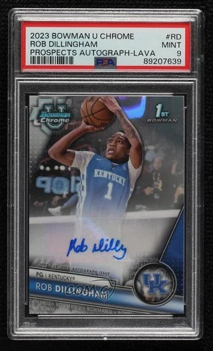 2023 Bowman U Chrome Prospect Auto Lava Refractor /199 Rob Dillingham PSA 9 MINT