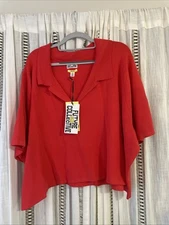 Target Future Collective x Jenee Naylor Cropped Knit Polo SS Red Plus Size 4X