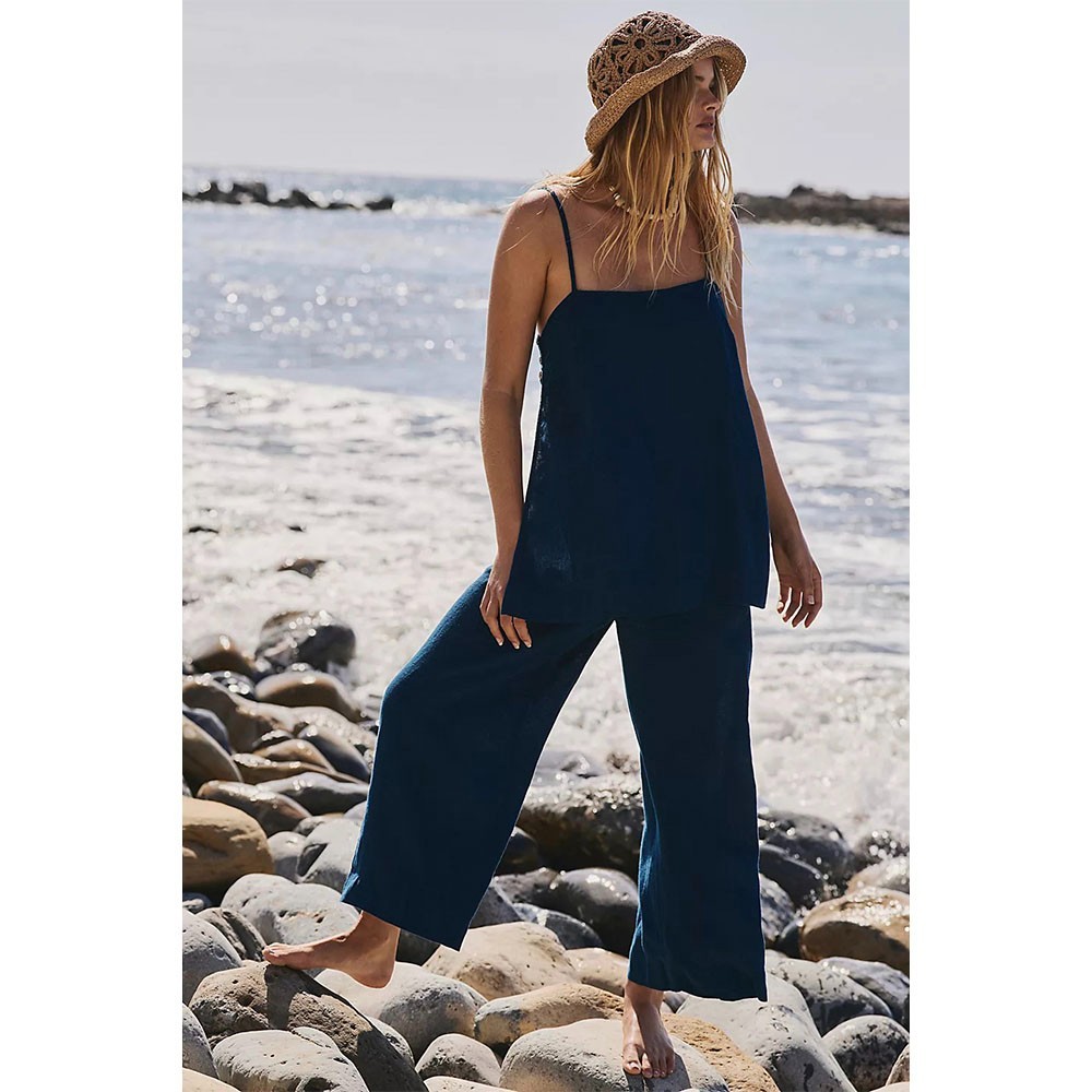 Free People Women's Sightseer Linen Set, Poseidon