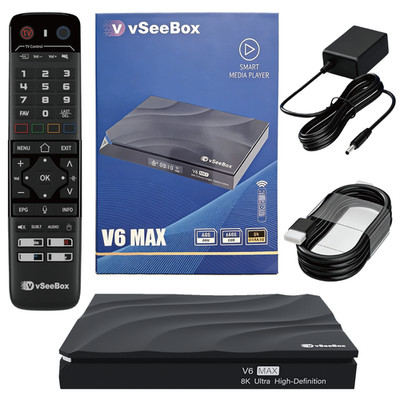 vSeeBox V6 Max Upgraded 8K HDR Android 14 TV Box 4GB 64GB WiFi6 Bluetooth 5.0