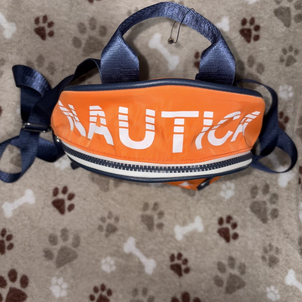 Mini Mochila Nautica Naranja Blanco Logo Ropa de Calle Cartera Bolso Correas Ajustables B-02 Foto 2 de 4