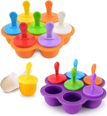 Eisformen Silikon 2 Sets mit 14 Mulden BPA frei für Kinder Obst Joghurt Zuverläs
