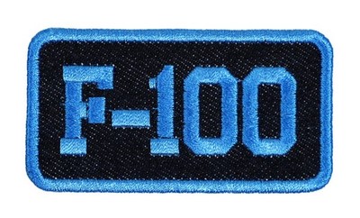 F-100 Embroidered Patch Black/Aqua Iron-On Sew-On Shirt Backpack Hat Bag Vest MD