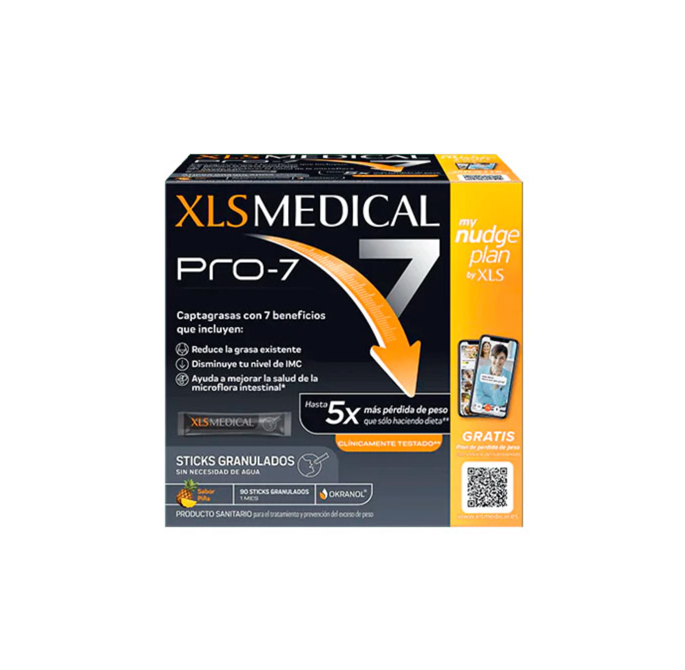 XLS MEDICAL PRO 7 NUDGE - 90 STICKS GRANULADOS SABOR PIÑA