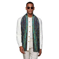 Lightweight Silk Scarf Fashion Print Paisley Neckerchief Shawl 63x20 Inch