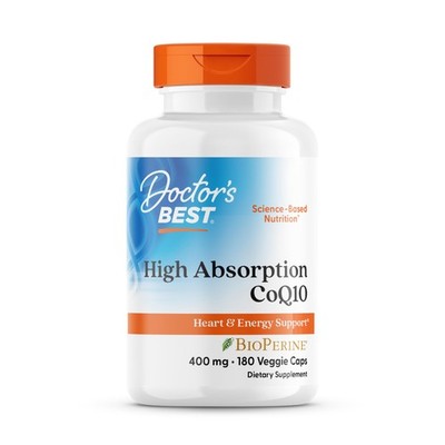 Doctor's Best High Absorption CoQ10 400mg 180 Count (Pack of 1), No Color