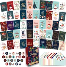 100 Pack Foiled & Glittery Boxed 6X4In Assorted Christmas Cards with Envelopes a