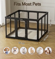 12PCS Clear Dog Playpen Indoor 30  H Easy Assemble Plastic Pet Fence Black