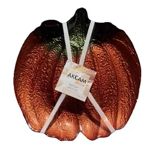 New AKCAM Turkish Glass 3-D Pumpkin 8.5” Side Dessert Salad Plates Set Of 4