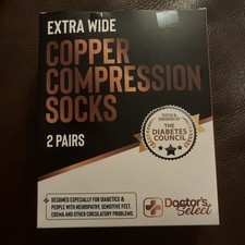 Doctors Select Extra Wide Copper Compression Socks 2 Pair, Blk/White-XXL