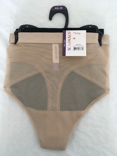 Joyspun 2er Pack Tanga Unterwäsche Damen Gr. XXL 20 hellbraun schwarz Netz transparent neu mit Etikett - Bild 5 von 11