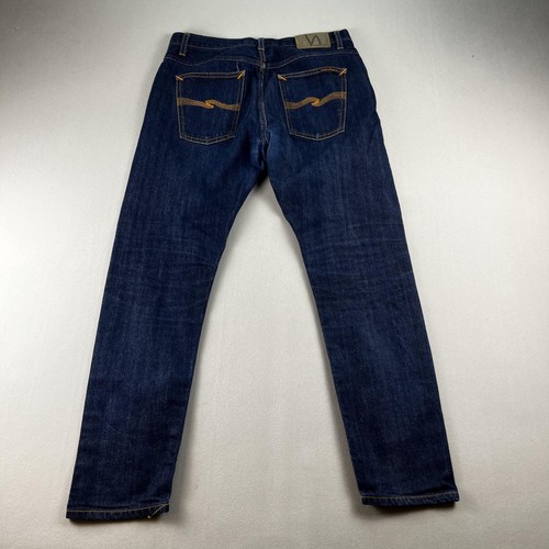 Nudie Selvedge Jeans Mens 30x30 Blue Denim Brute Knut Fit Tapered Leg Dark Wash