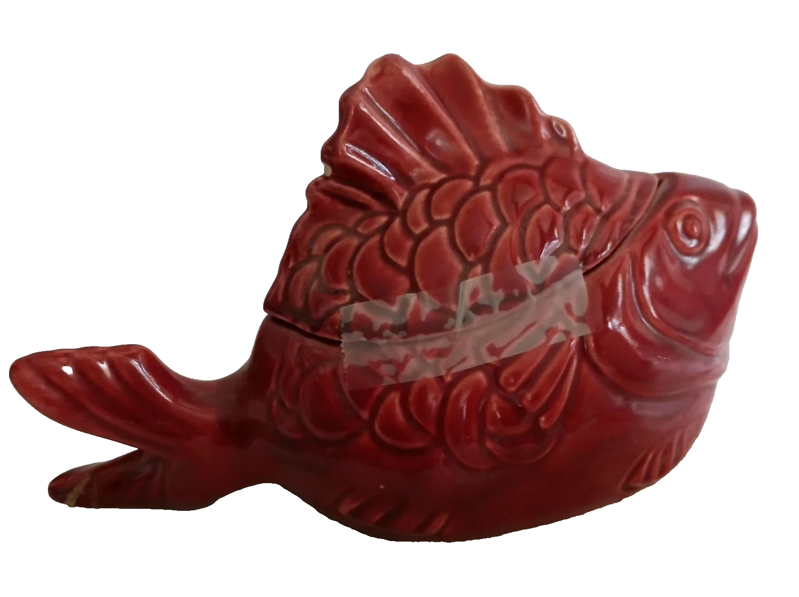 Vintage Chicken of the Sea Tuna Baker Server Bauer Pottery Made in CA Maroon Red