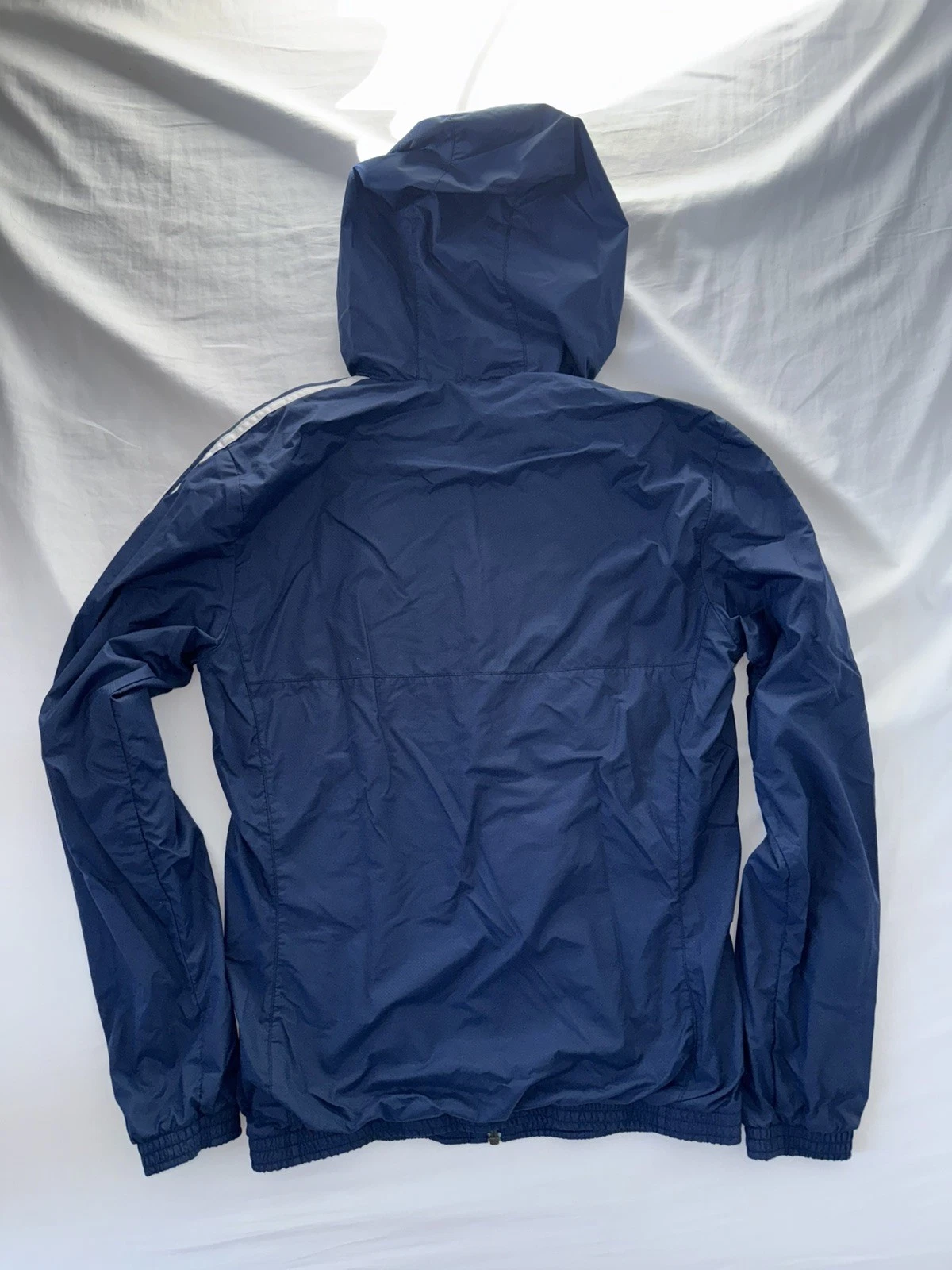 Adidas Men's Size S Blue Full Zip Hooded Jacket w/ 3-Stripes & Logo - product detail image 7