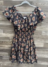 Rhode Dotty Off-The-Shoulder Heart Print Mini Dress Size Medium